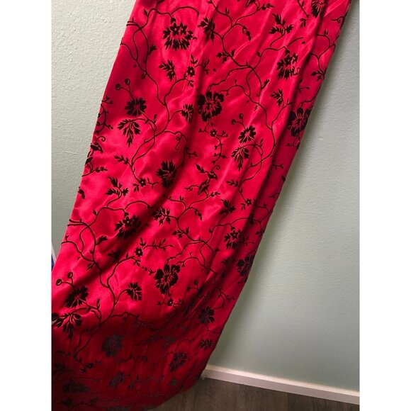 Vintage All That Jazz Women's Y2K 2000s 90s Red & Balck Floral Long Dress 5/6 - Picture 3 of 10